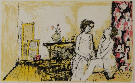  Atelier au rideau fleuri, an art piece by Jean Jansem (1920 – 2013)