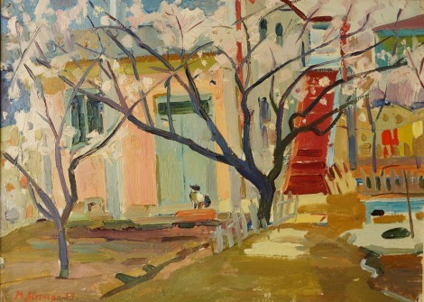 Blooming Trees in The Yard, an art piece by Minas Avetisyan (1928 -1975)