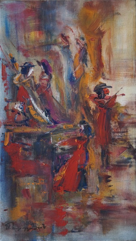 Red Violinist, an art piece by Samvel Harutyunyan