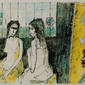  Atelier à la toile jaune, an art piece by Jean Jansem (1920 – 2013)