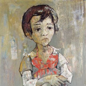 Girl in red dress, an art piece by Jean Jansem (1920 – 2013)